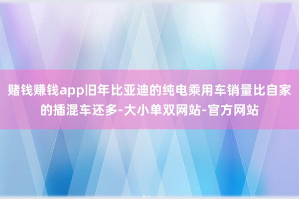 赌钱赚钱app旧年比亚迪的纯电乘用车销量比自家的插混车还多-大小单双网站-官方网站